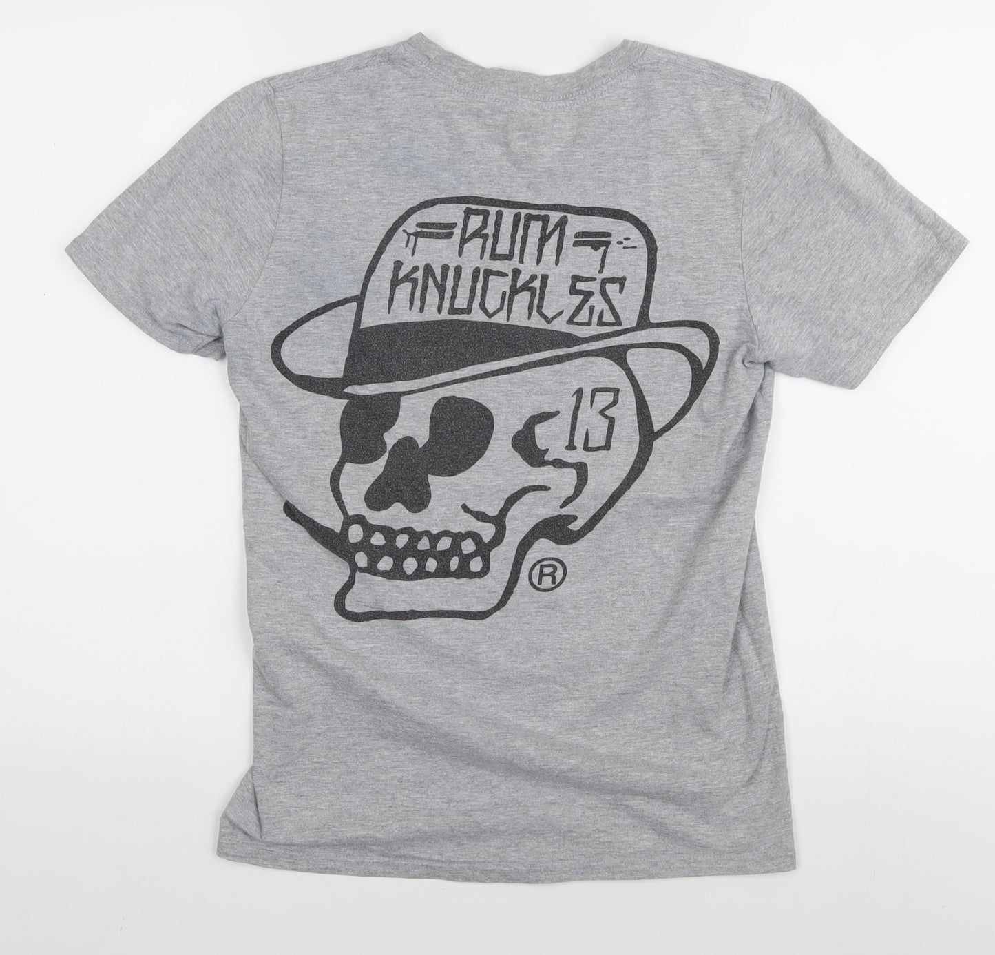 Rum Knuckles Grey Skull Graphic Men's T-Shirt - S