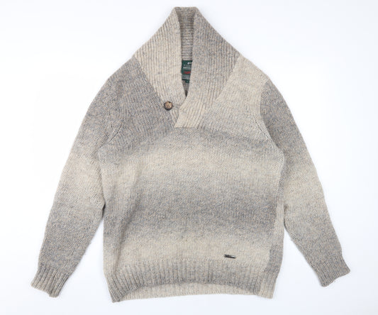 Racing Green Men's Grey Wool Blend Pullover Jumper L