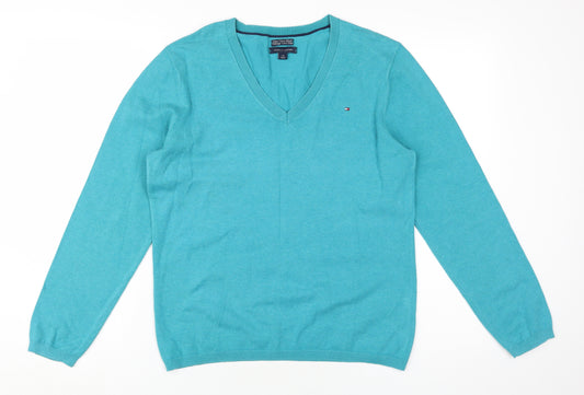 Tommy Hilfiger Men's Blue V-Neck Pullover Jumper L