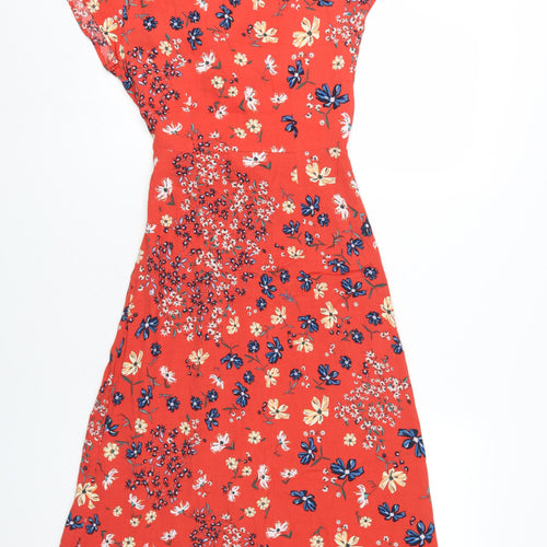 H&M Women's Red Floral Wrap Dress Size 6