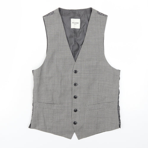 Ben Sherman Men's Grey Check Wool Waistcoat - 36R