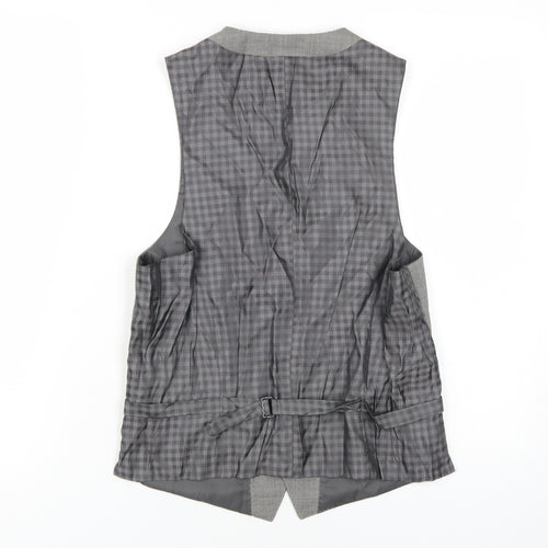 Ben Sherman Men's Grey Check Wool Waistcoat - 36R