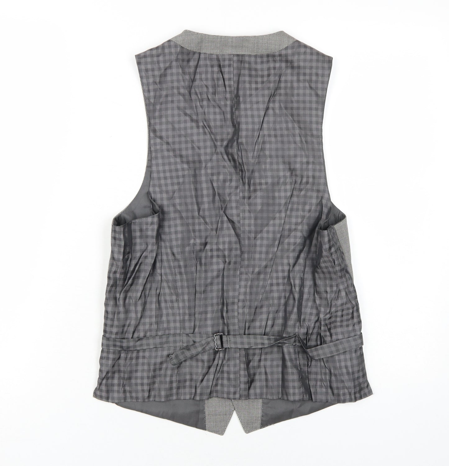 Ben Sherman Men's Grey Check Wool Waistcoat - 36R