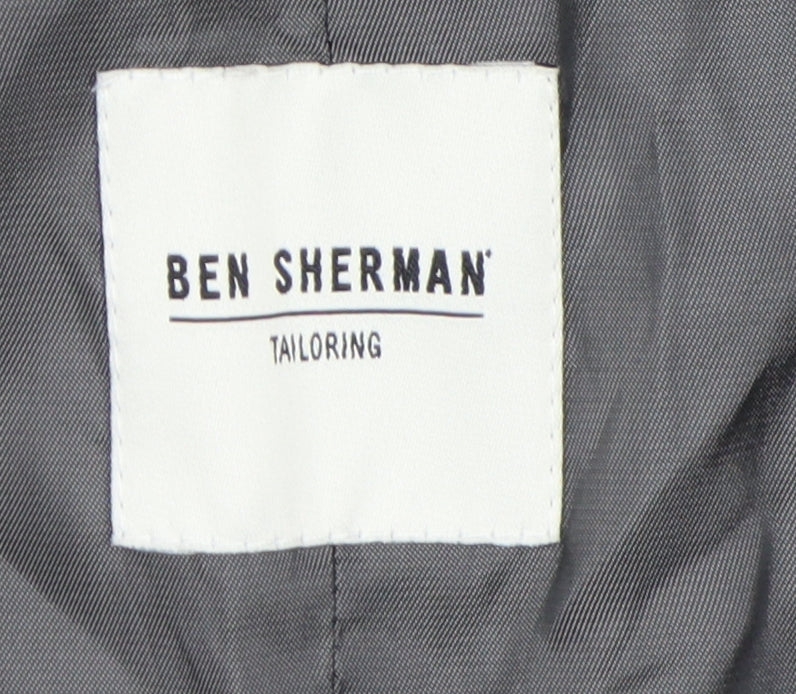 Ben Sherman Men's Grey Check Wool Waistcoat - 36R
