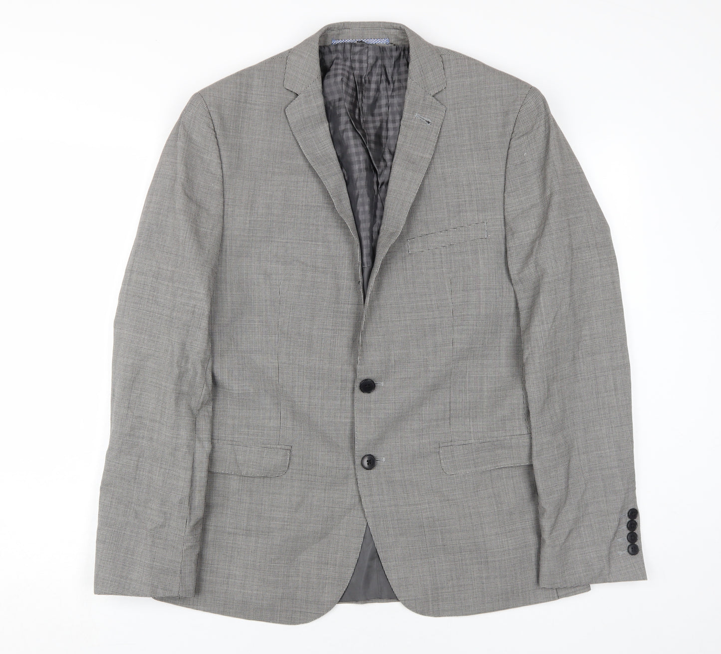 Ben Sherman Men's Grey Check Wool Blazer 38R Slim