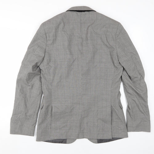 Ben Sherman Men's Grey Check Wool Blazer 38R Slim