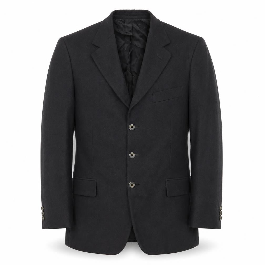 Front view of Aragona Men's Black Wool Cashmere Blazer, size 38R