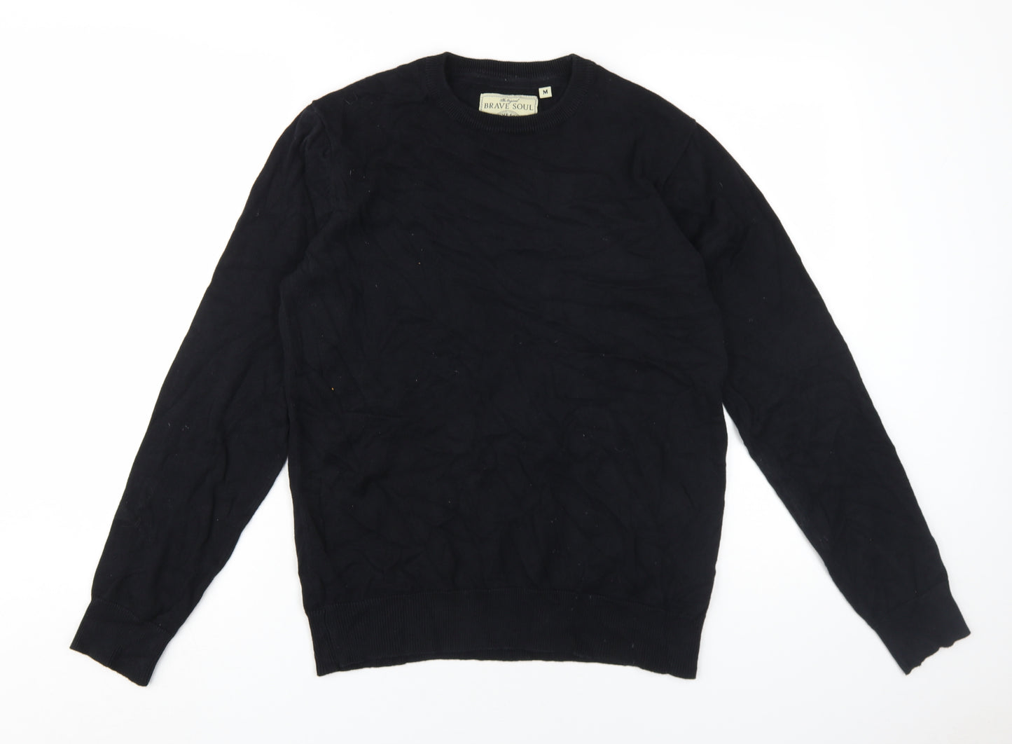 Brave Soul Men's Black Cotton Pullover Jumper M
