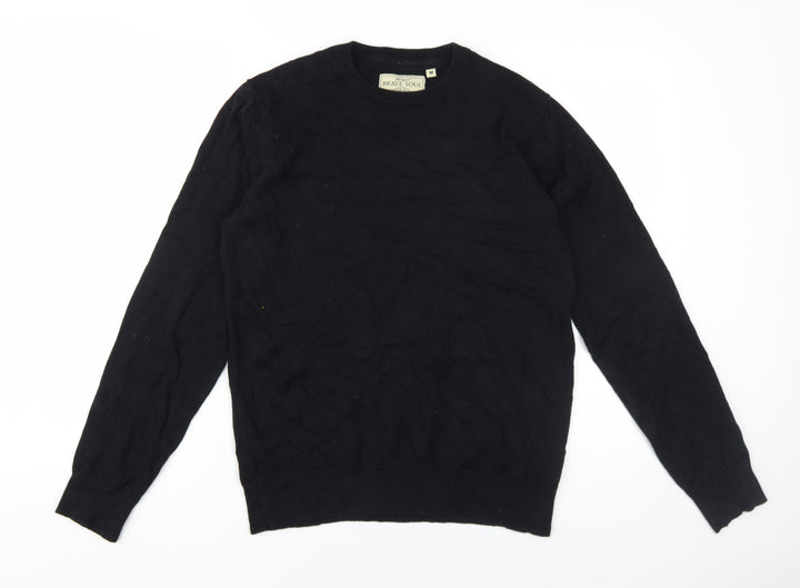 Brave Soul Men's Black Cotton Pullover Jumper M