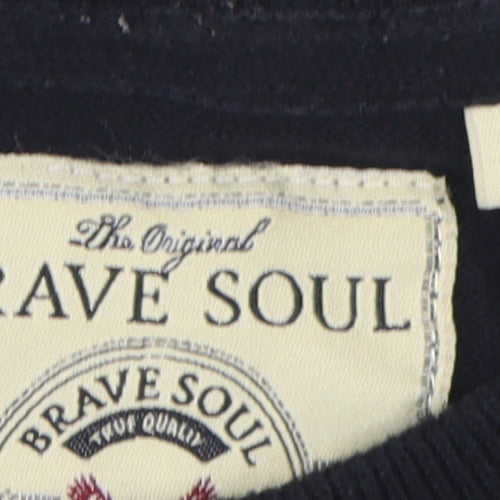 Brave Soul Men's Black Cotton Pullover Jumper M