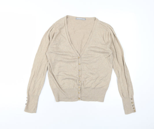 Marks and Spencer Women Beige 10 V-Neck Cardigan