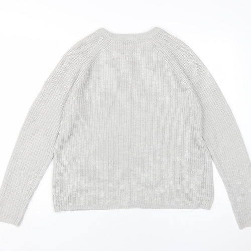 Amara Reya Women's Grey Acrylic Pullover Jumper L