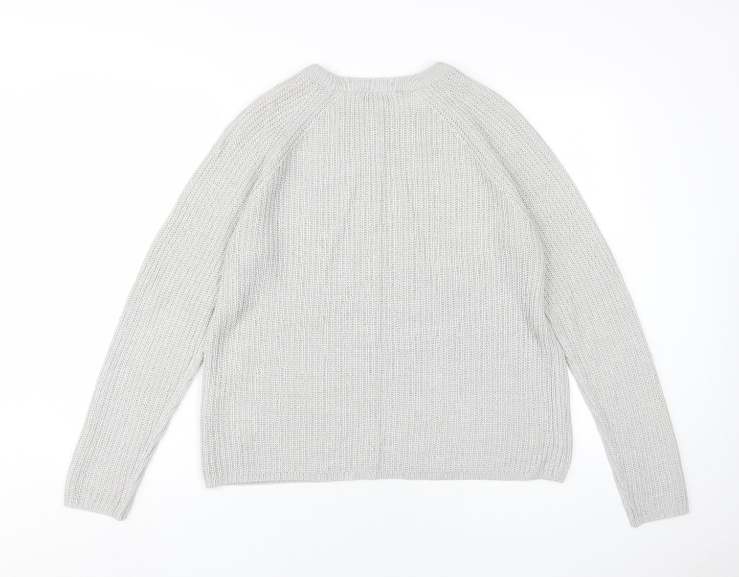 Amara Reya Women's Grey Acrylic Pullover Jumper L