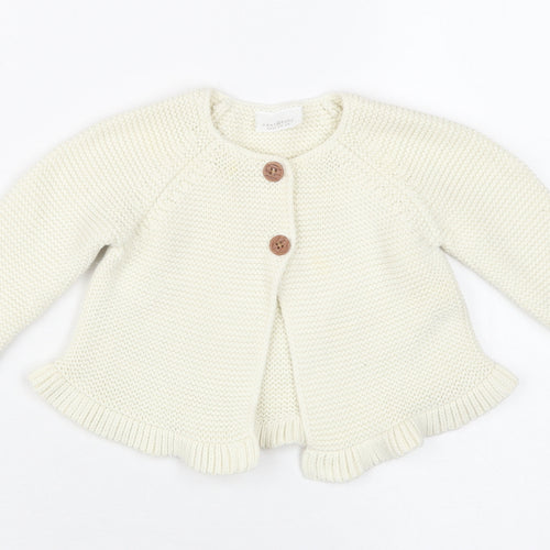 Next Unisex Baby Ivory Cardigan 6-9 Months Cotton Button
