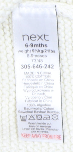 Next Unisex Baby Ivory Cardigan 6-9 Months Cotton Button