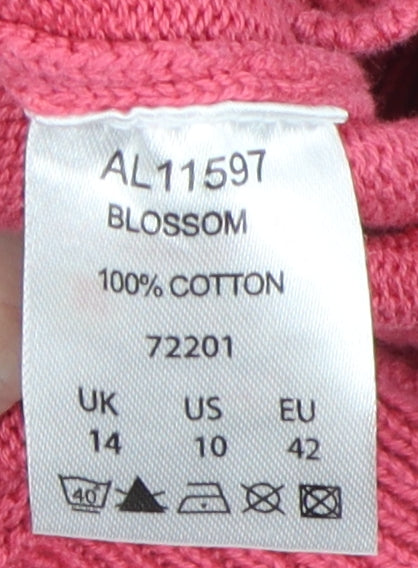 Cotton Traders Women's Pink Crew Neck Pullover Jumper Size 14