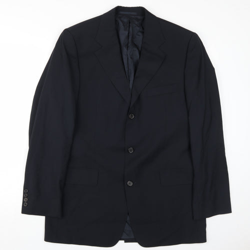 Hugo Boss Men's Black Wool Blazer, Size 40L, Formal Attire