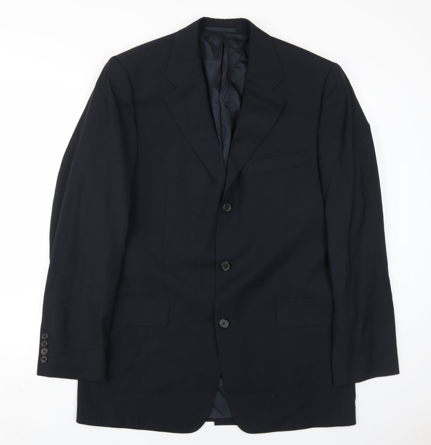 Hugo Boss Men's Black Wool Blazer, Size 40L, Formal Attire