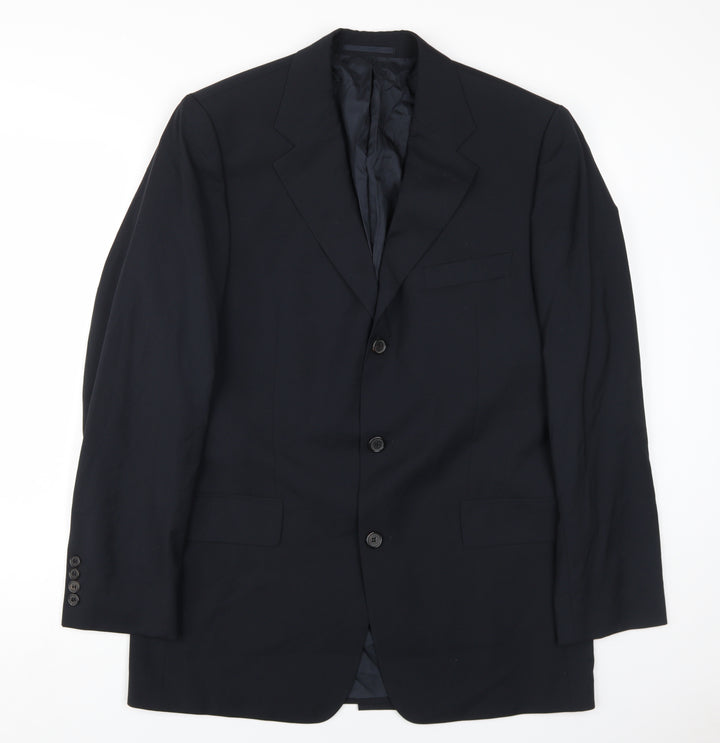 Hugo Boss Men's Black Wool Blazer, Size 40L, Formal Attire