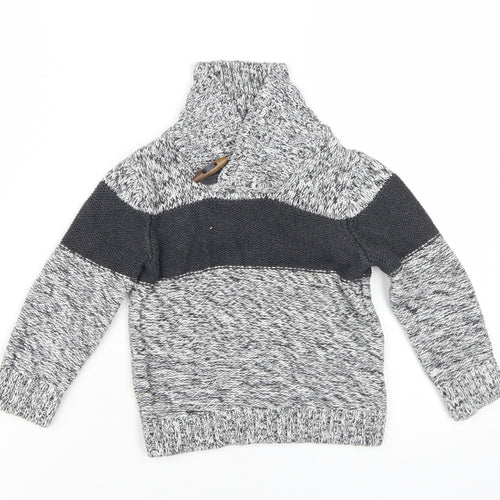 babyGap Boys Grey Colourblock Pullover Jumper 3 Years