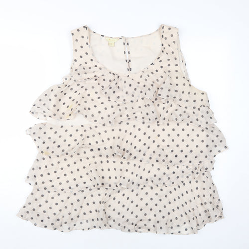 Monsoon Women Beige Polka Dot Silk Camisole Blouse