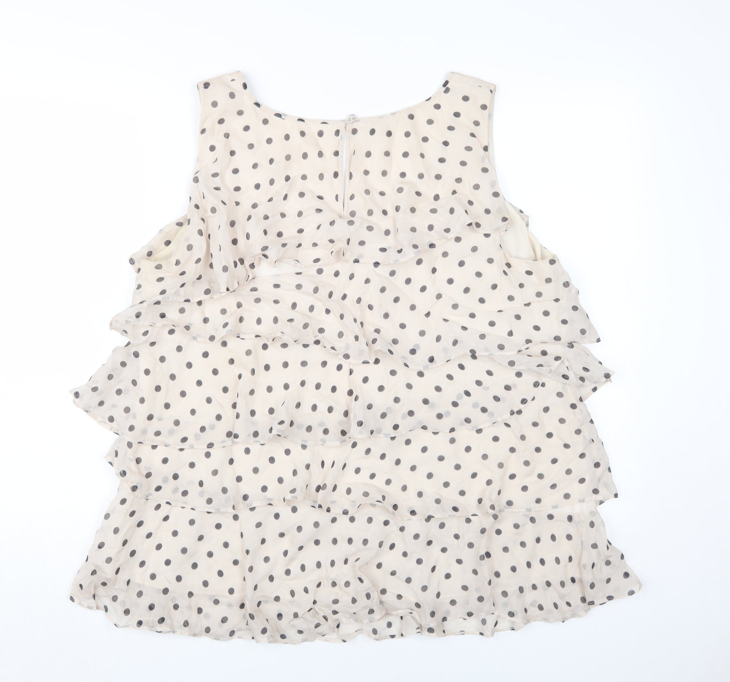 Monsoon Women Beige Polka Dot Silk Camisole Blouse