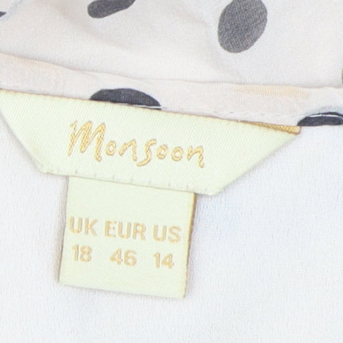 Monsoon Women Beige Polka Dot Silk Camisole Blouse
