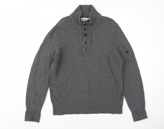 Stone Island Men's Grey Henley Jumper L