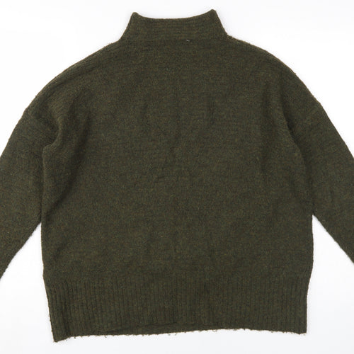 Warehouse Women's Green Mock Neck Jumper Size 12