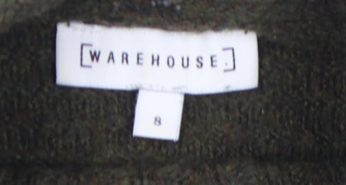 Warehouse Women's Green Mock Neck Jumper Size 12