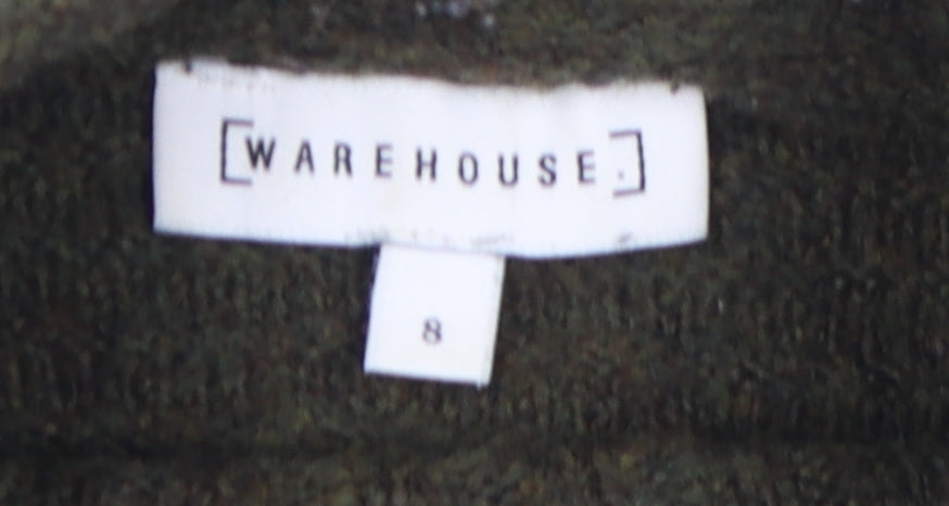 Warehouse Women's Green Mock Neck Jumper Size 12