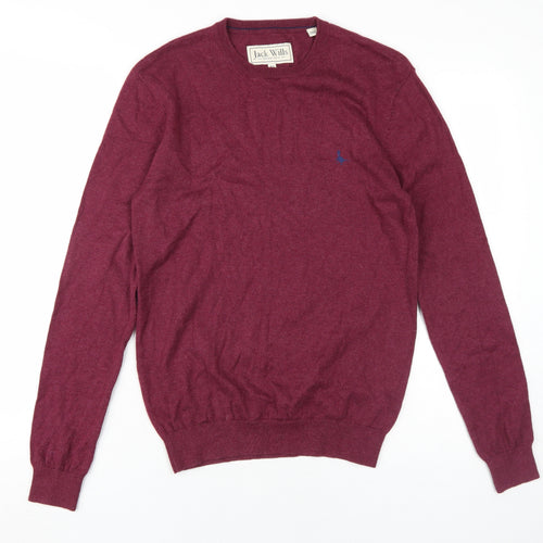 Jack Wills Men's Red Crew Neck Pullover Jumper XS