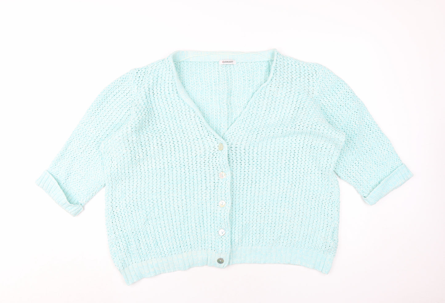 Damart Women's Blue XL Cardigan, V-Neck, 100% Cotton