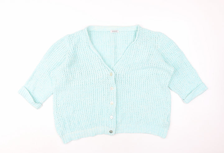 Damart Women's Blue XL Cardigan, V-Neck, 100% Cotton