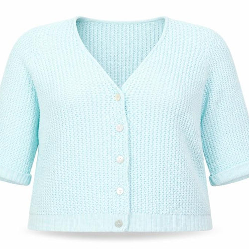 Damart Women's Blue XL Cardigan, V-Neck, 100% Cotton