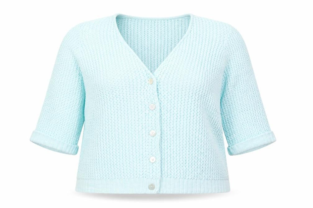 Damart Women's Blue XL Cardigan, V-Neck, 100% Cotton