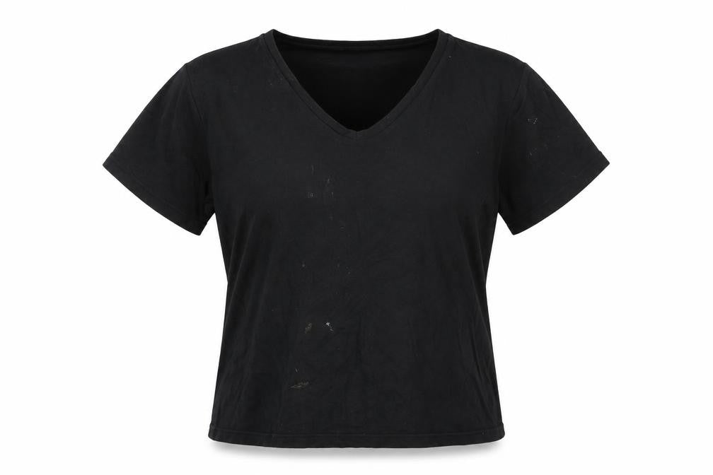 EWM Women's Black V-Neck T-Shirt - L - 100% Cotton