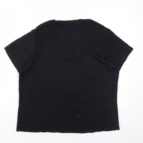 EWM Women's Black V-Neck T-Shirt - L - 100% Cotton