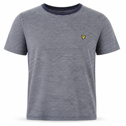 Lyle & Scott Men's Grey Striped Crew Neck Cotton T-Shirt M