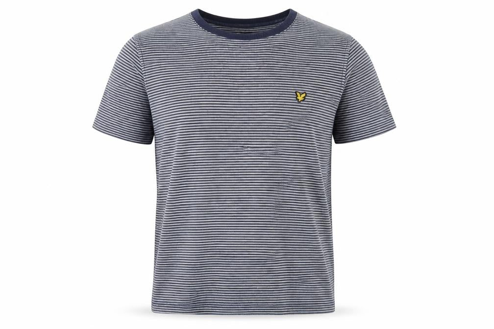 Lyle & Scott Men's Grey Striped Crew Neck Cotton T-Shirt M