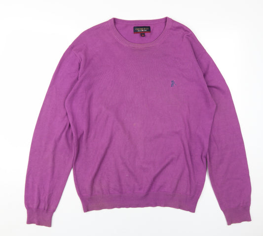 Cricket & Co Men's Purple Cotton Pullover, L, Crew Neck