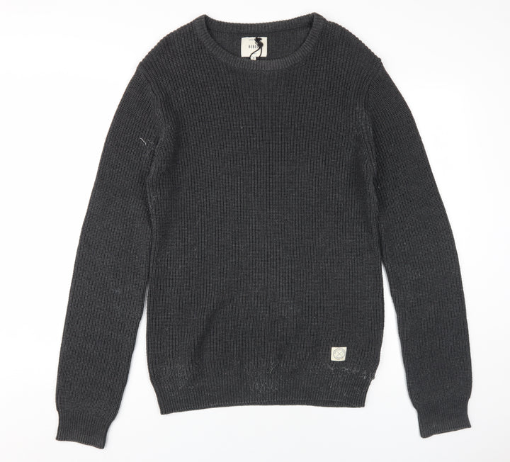 Rebel Men's Black Pullover Jumper - Medium, Cotton Blend