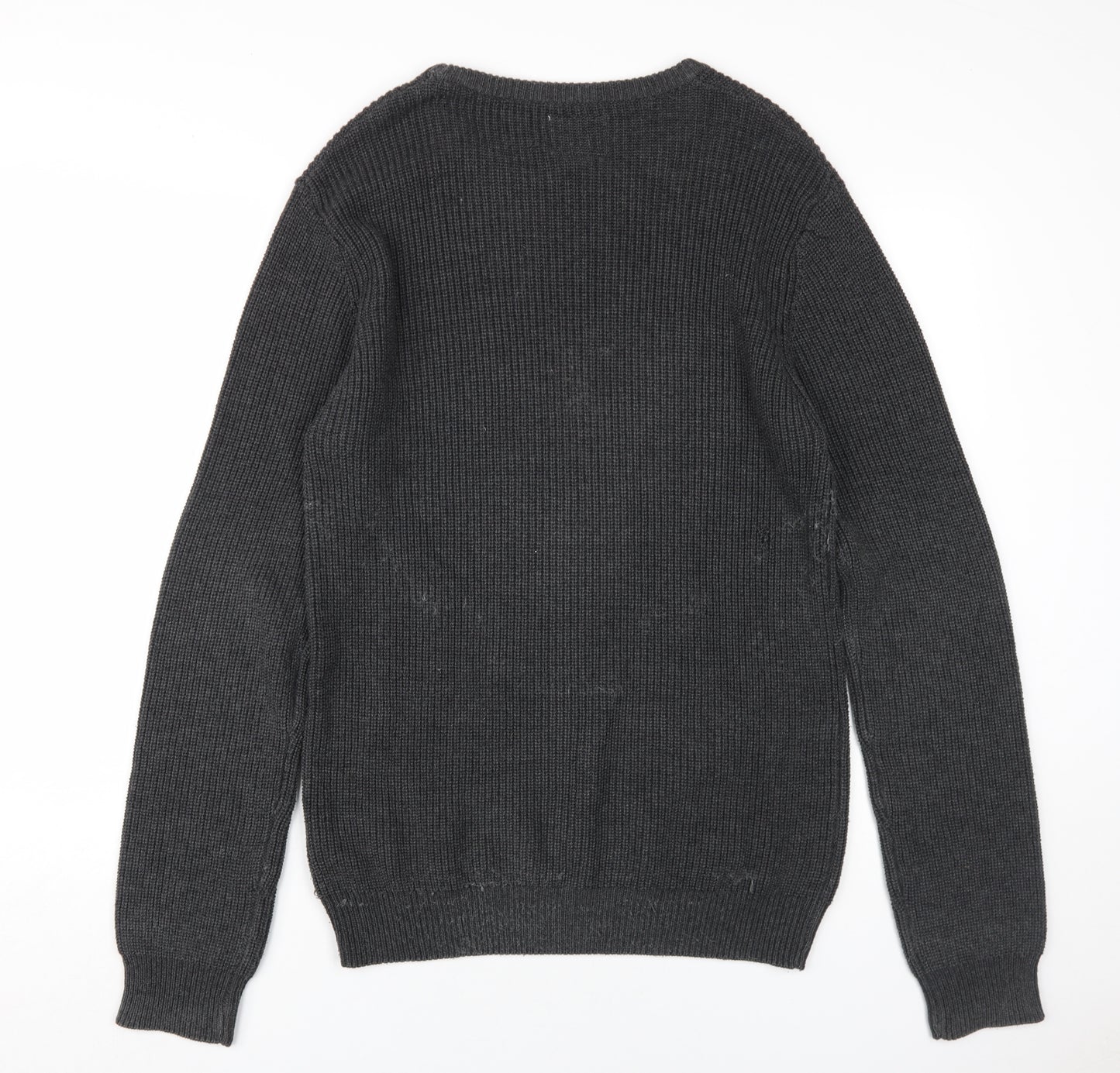 Rebel Men's Black Pullover Jumper - Medium, Cotton Blend