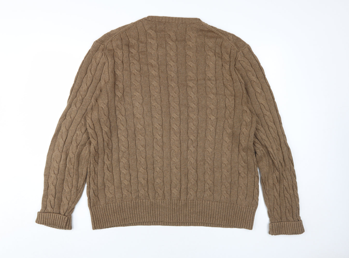 Polo Ralph Lauren Men's Brown Cotton Cable Knit Pullover XL