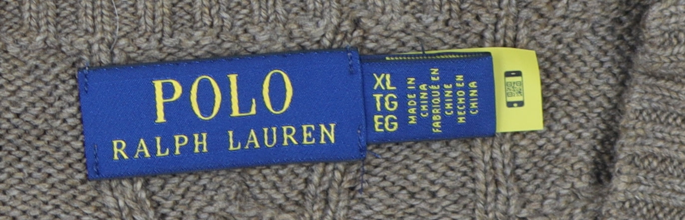 Polo Ralph Lauren Men's Brown Cotton Cable Knit Pullover XL