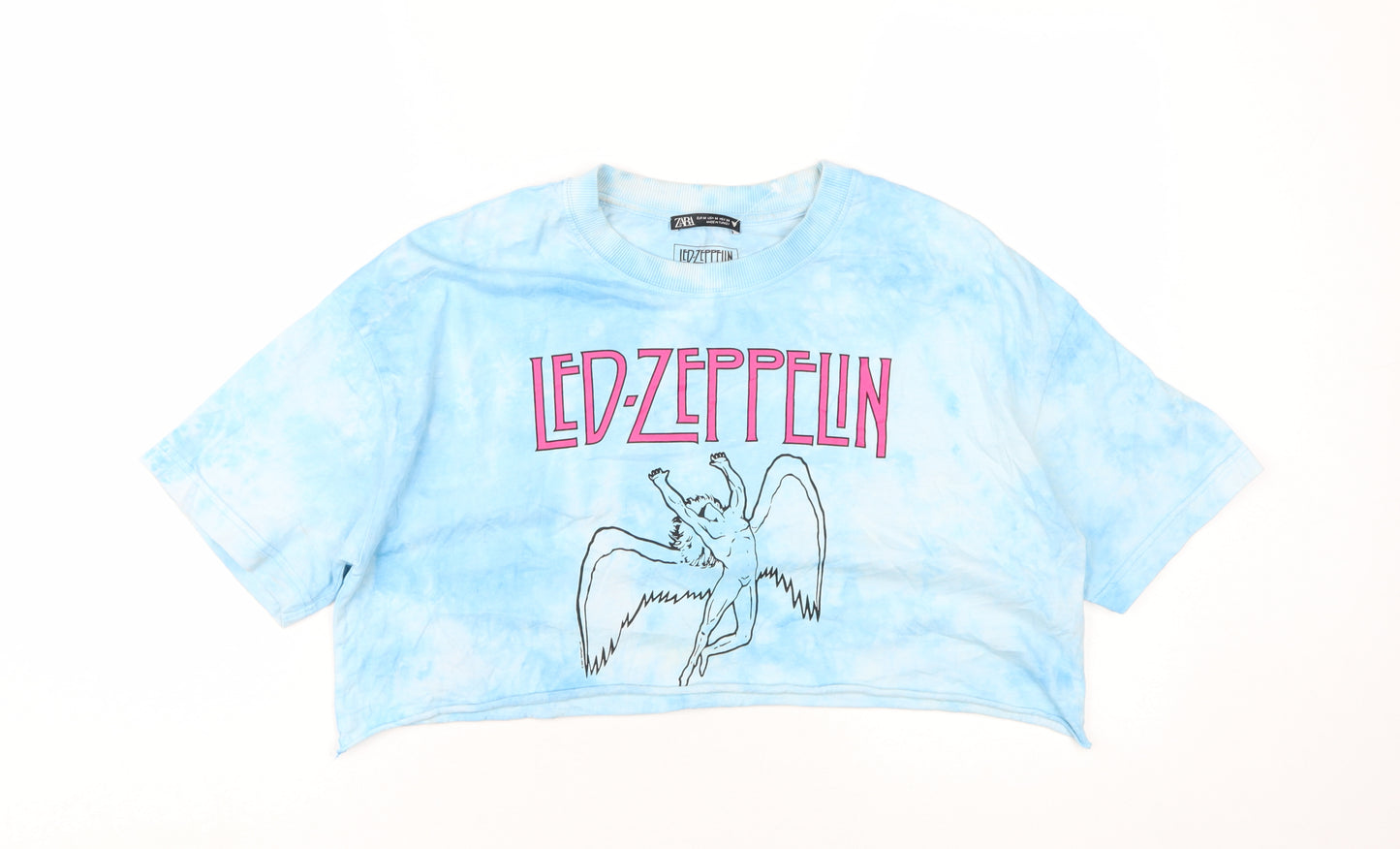 Zara Unisex Blue Cropped Led Zeppelin T-Shirt M