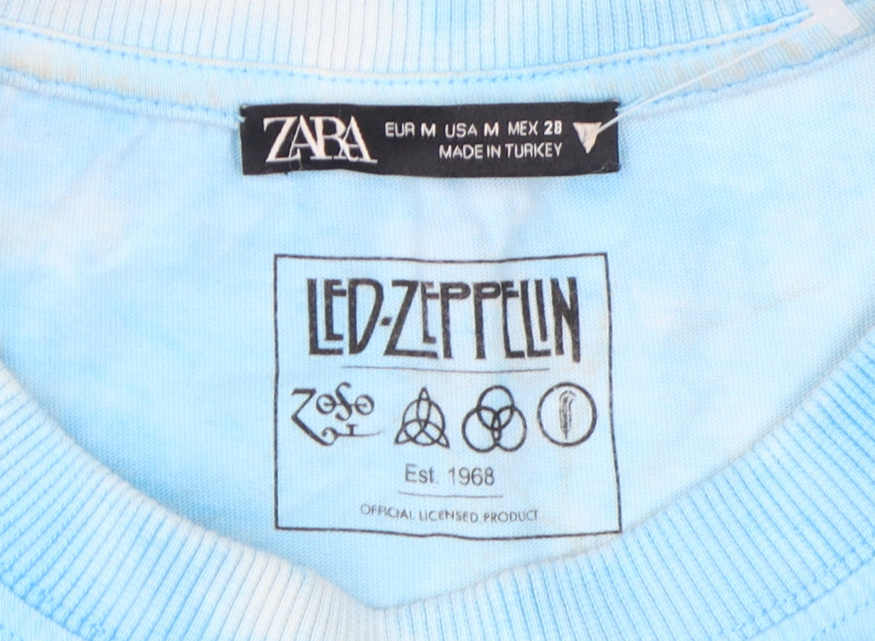 Zara Unisex Blue Cropped Led Zeppelin T-Shirt M