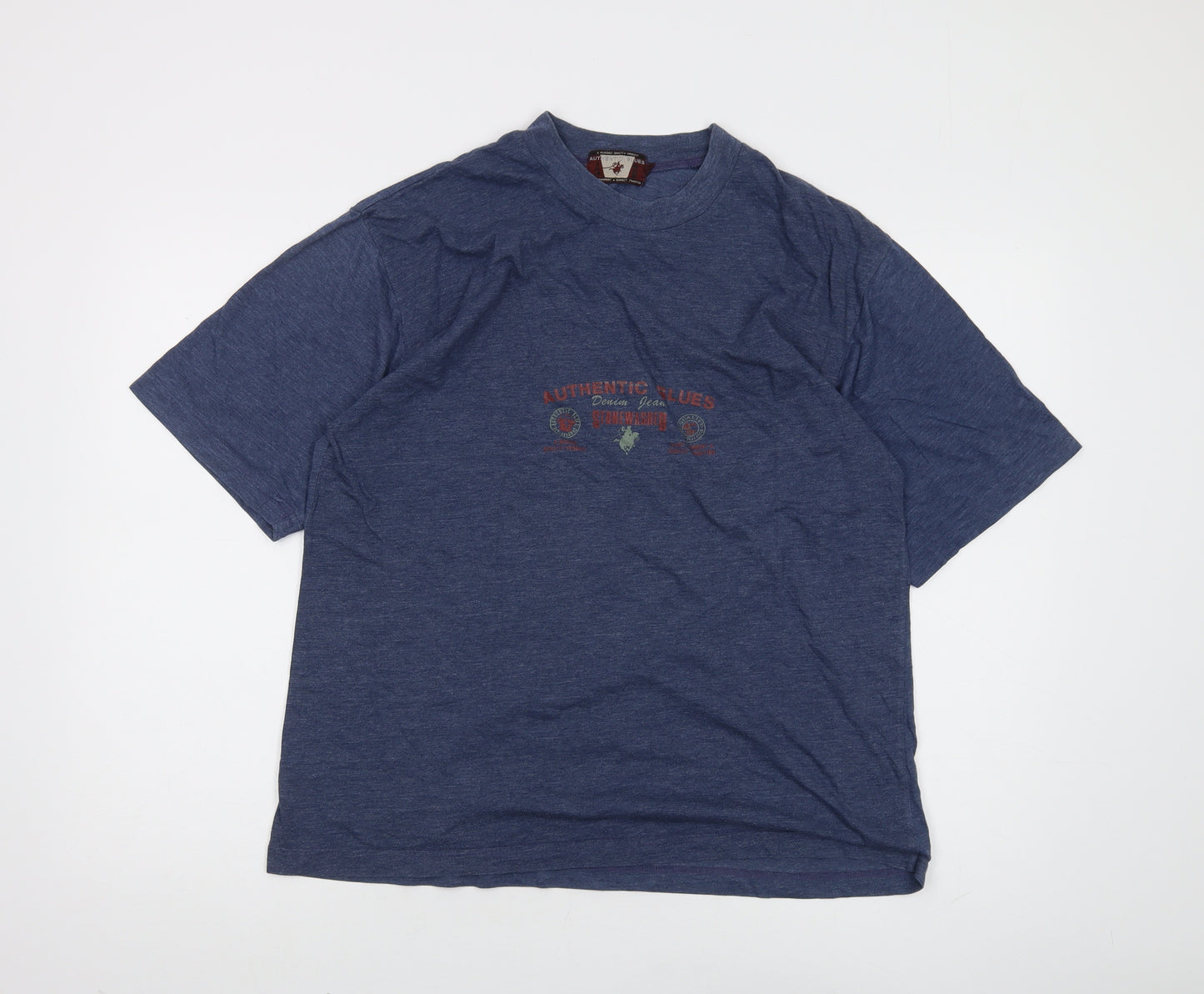 Authentic Blues Men’s Blue Cotton Acrylic T-Shirt