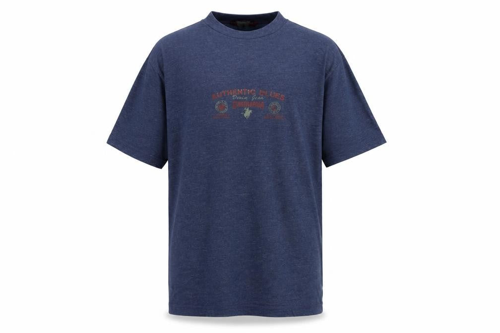 Front view of Authentic Men’s Blue Cotton Acrylic T-Shirt