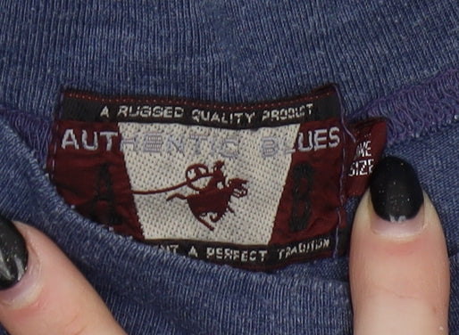 Authentic Blues Men’s Blue Cotton Acrylic T-Shirt